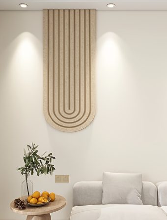 Modern Striped Felt Board Bulletin Wall, Fashionable Curved Decorative Canvas Panel, Living Room Photo Display Hanging Art, Removable Self-Adhesive Multi-Functional Message Board, Suitable for Officeu002FTV Background, Geometric Pattern Linen Texture