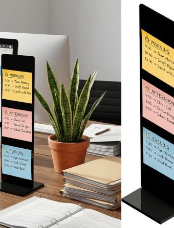 A Detachable Transparent Acrylic Memo Board and Memo Information Board Stand, Computer Screen Memo Clip Board, Message Board, Office Desk Accessory, Available in Two Colors