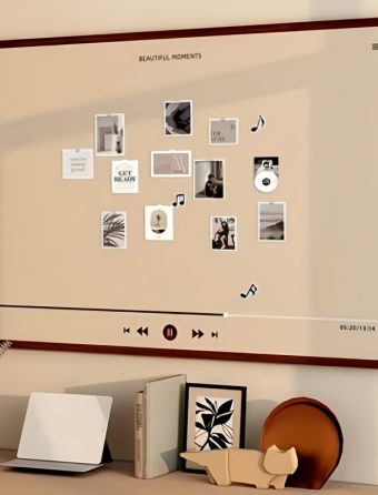 Bohemian Felt Photo Wall Board with Cork Backing - Square Suitable for Decor,, Bulletin Board, Romantic Felt Board Display Panel, Adhesive Photo Album Wall Decoration for Pictures, Cork Bulletin Board for Sticky Notes
