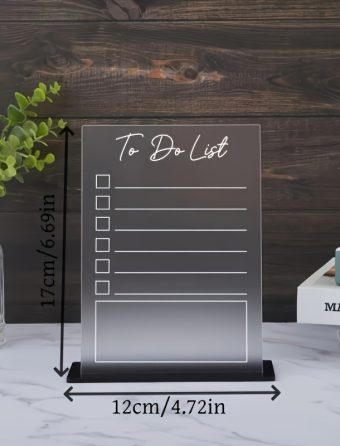 2D Flat, Custom Acrylic Sign - Modern Minimalist Desktop Organizer, Transparent Planning Board for Office, Home, and Study - Includes Base Display Stand, Enhances Study Space | Simple Design | Sturdy and Durable