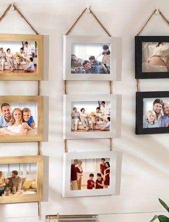 4pcs Wooden Glass Photo Frame Set with Flip-Top Display - 4x6 Collage Photo Stand, Hanging Art Wall & Desktop Display - Home Decor, Room Aesthetic Accent - Wedding, Housewarming, Christmas, Halloween Gift